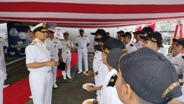 World News | Navy Chief Admiral R Hari Kumar Interacts with INS Delhi and INS Satpura Crew in Singapore