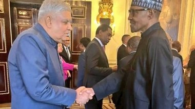 World News | Vice President Jagdeep Dhankhar Interacts with King Charles III During Reception for Commonwealth Leaders