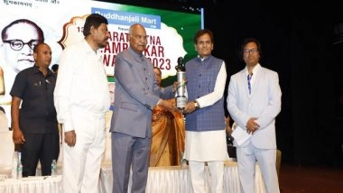 India News | Ramnath Kovind Confers Bharat Ratna Dr Ambedkar Award on CM Yogi for Creating Fear-free UP