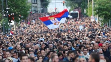 World News | Serbians Rally Against Violence, Demand Ban on Violent TV Content After Two Mass Shootings
