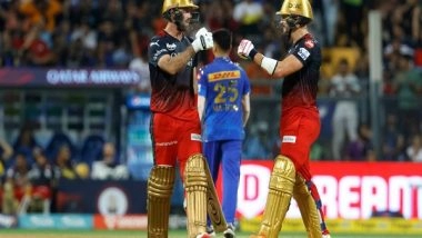 Sports News | Faf Du Plessis, Glenn Maxwell Crucial Knocks Take RCB Score to 199/6 Against MI