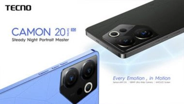 Business News | TECNO Launches CAMON 20 Series with Advanced Sensor-Shift OIS Anti-shaking Technology