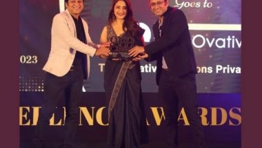 Business News | Transovative Wins Global Excellence Award for Most Innovative Field Management Apps, Presented by Bollywood Star Madhuri Dixit