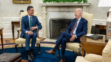 World News | US President Biden Meets Spanish Prime Minister Pedro Sanchez, Reaffirms Close Ties