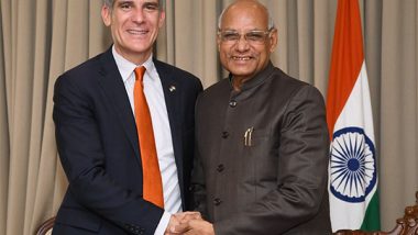 World News | US Ambassador to India Eric Garcetti Meets Maharashtra Governor Ramesh Bais