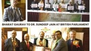 Business News | Dr Sundeep Jain, Founder of Abdominal Cancer Day, Honored with Bharat Gaurav Award at British Parliament in London