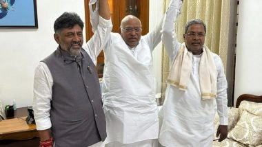 India News | Karnataka Govt Formation: Siddaramaiah, DK Shivakumar Arrive at Congress Chief Kharge's Residence