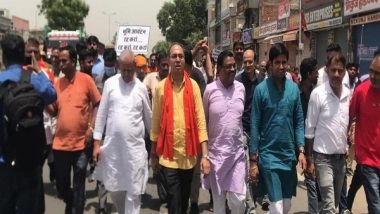 India News | Rajasthan: Protest Against Allotment of Land for Minority Community in Jaipur's Sanganer Area