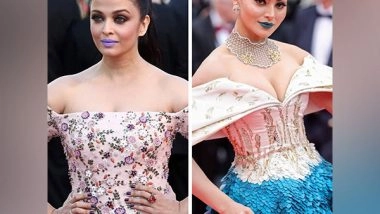 Entertainment News | Cannes Film Festival 2023: Urvashi Rautela's Blue Lipstick Look Reminds Netizens of Aishwarya Rai