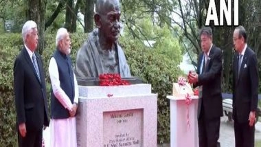 World News | PM Modi Unveils Bust of Mahatma Gandhi in Japan's Hiroshima, Says It Will Take Forward Idea of Non-violence
