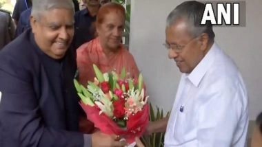 India News | Kerala: V-P Jagdeep Dhankhar Gets Warm Welcome at CM Vijayan's Residence in Thiruvananthapuram