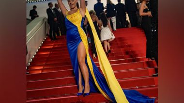 Cannes 2023: Woman Draped in 'Ukrainian Flag' Pours Fake Blood on Herself at Red Carpet (Watch Video)