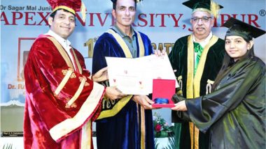 Sonu Sood Honored with Honoris Causa at Apex University's 1st Convocation in Jaipur, Inspiring Graduates to Create a Positive Impact