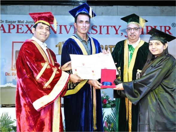 Sonu Sood Honored with Honoris Causa at Apex University's 1st Convocation in Jaipur, Inspiring Graduates to Create a Positive Impact - Vimarsana News