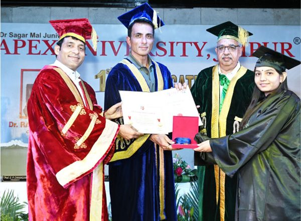 Sonu Sood Honored with Honoris Causa at Apex University's 1st Convocation in Jaipur, Inspiring Graduates to Create a Positive Impact