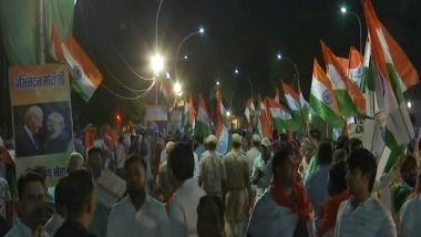 World News | BJP Workers Gather Outside Delhi's Palam Airport to Welcome PM Modi