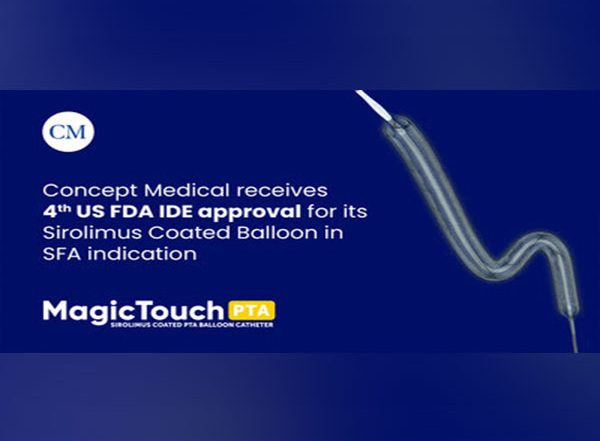 Business News | Concept Medical's Fourth IDE Approval for the MagicTouch Sirolimus Coated Balloon is Granted for the Treatment of Superficial Femoral Artery Disease (SFA)