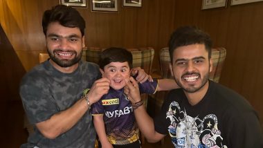 Abdu Rozik Cheeks Pulled by Rinku Singh and Nitish Rana in Adorable Photos After Kolkata Knight Riders Match in IPL 2023