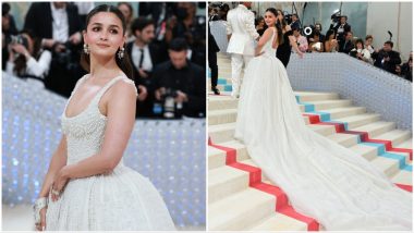 Met Gala 2023: Alia Bhatt Makes Debut in a White Gown With Pearl Embellishment! (View Pics)