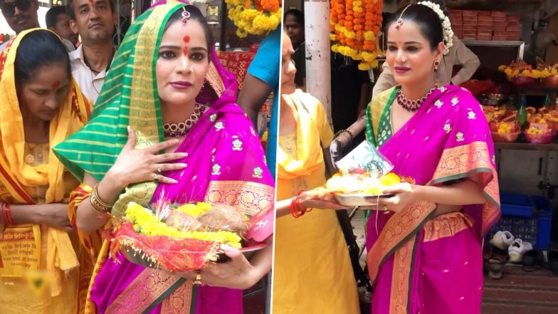 Archana Gautam Decks Up in Saree As She Visits Mumba Devi Temple Ahead of Khatron Ke Khiladi 13 (Watch Video)