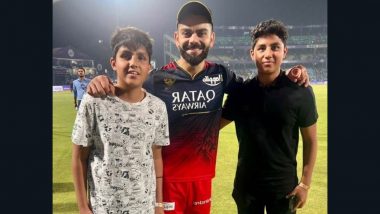 Virender Sehwag's Sons Aaryavir and Vedant Pose With Virat Kohli After DC vs RCB IPL 2023 Clash