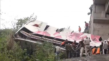 Jammu and Kashmir Road Accident Video: Seven Pilgrims Killed After Katra-Bound Bus Falls Into Gorge Near Jhajjar Kotli