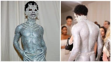 Met Gala 2023: Rapper Lil Nas X Goes Almost Nude and Wears Nothing But Silver Paint and Thong on Red Carpet (View Pics)