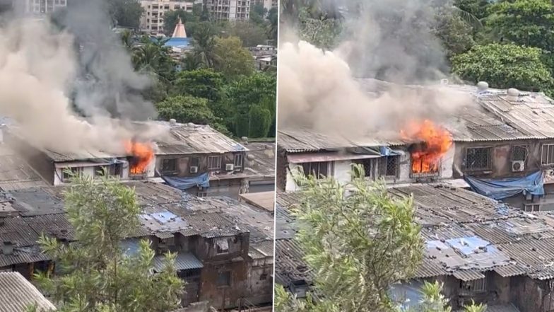 Dahisar Fire News: Fire Breaks Out Near Waghdevi Mitra Mandal, Vaishali Nagar in Mumbai's Dahisar East Area (Watch Video)