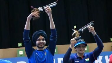 ISSF World Cup 2023: Divya Subbaraju Thadigol and Sarabjot Singh Win Gold Medal in 10m Air Pistol Mixed Team Event