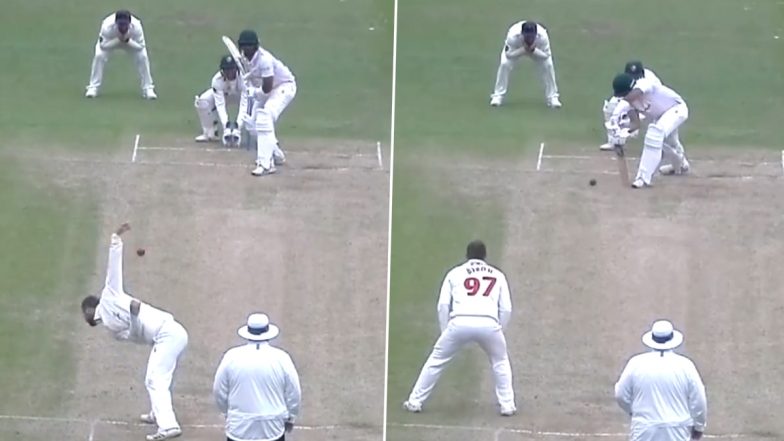 'Part-Time Bowling Goes Wrong' Eddie Byrom Bowls 'Pea Roller' Delivery to Rishi Patel in Leicestershire's Draw Against Glamorgan, Video Viral!