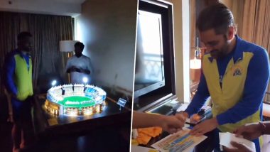 MS Dhoni Gifted With Miniature Model of Chepauk Stadium by Fans, CSK Captain's Reaction Is Pure Gold! (Watch Video)