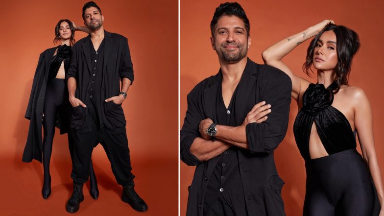 Farhan Akhtar and Shibani Dandekar Twin in Black Ensembles and Set Major Couple Fashion Goals (View Pics)