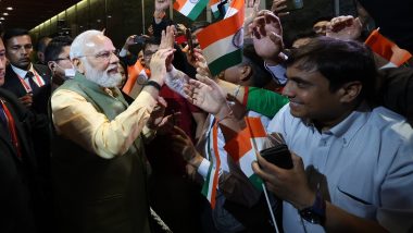 Narendra Modi Japan Visit: PM Interacts With Indian Diaspora in Hiroshima Amid Cheer of 'Bharat Mata Ki Jai' (See Pics and Video)