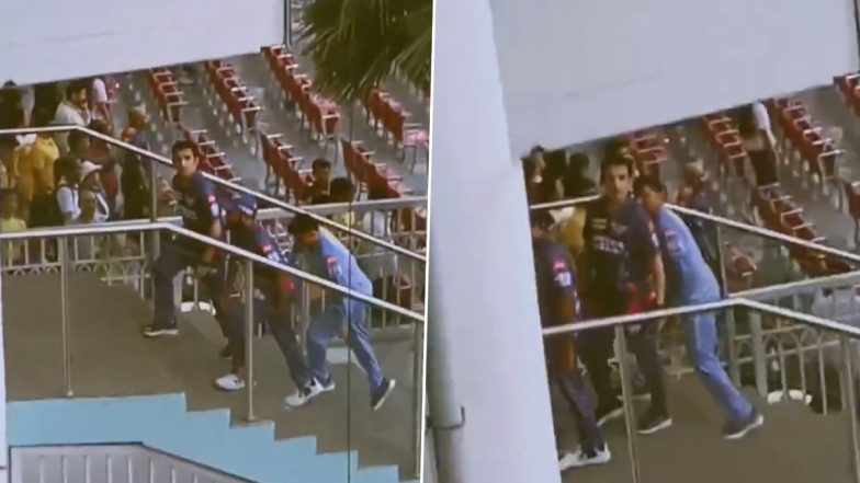 Gautam Gambhir Gives Death Stare to Virat Kohli Fans' Chanting 'Kohli, Kohli' During LSG vs CSK IPL 2023 Match at Ekana Sports City Stadium (Watch Viral Video)