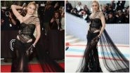 Met Gala 2023: Gigi Hadid Slays in a Black Strapless Corset Top With Low-Rise Skirt and Sheer Mesh Overlay (View Pics)