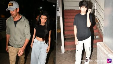 Saba Azad Clicked With BF Hrithik Roshan and His Son Hridaan Post Movie Date (Watch Video)
