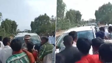 Andhra Pradesh: Villagers Stop Penukonda YSRCP MLA Sankara Narayana From Entering Village, Throw Slippers Towards His Convoy (Watch Video)