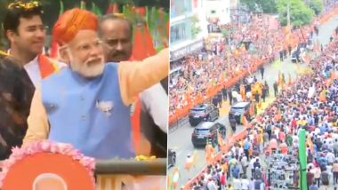 Karnataka Assembly Elections 2023: PM Narendra Modi Holds 26 Km Long Roadshow in Bengaluru Ahead of Polls (Watch Video)