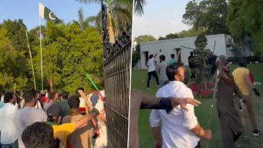 Imran Khan Arrested: Angry PTI Supporters Storm Pakistan Army Headquarters in Rawalpindi, Corps Commanders’s House in Lahore (Watch Video)