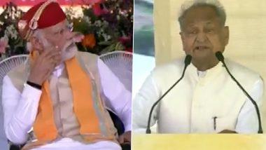 ‘There is No Enmity in Democracy, Opposition Should be Respected’, Says Rajasthan CM Ashok Gehlot With PM Narendra Modi on Stage (Watch Video)