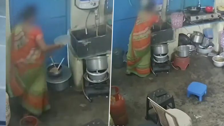 Telangana Shocker: Woman Working in Private Hostel Urinates in Cooking Utensils Before Preparing Food in Karimnagar, Disgusting Video Surfaces