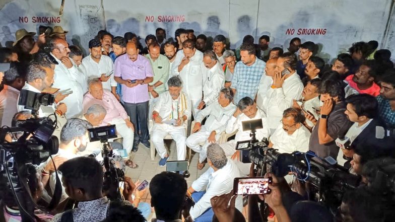 Jayanagar Election Result 2023: High Drama Continues as DK Shivakumar Camps at Counting Centre, Alleges EC Officials Tried to Manipulate Results to Prevent Victory of Congress' Sowmya Reddy