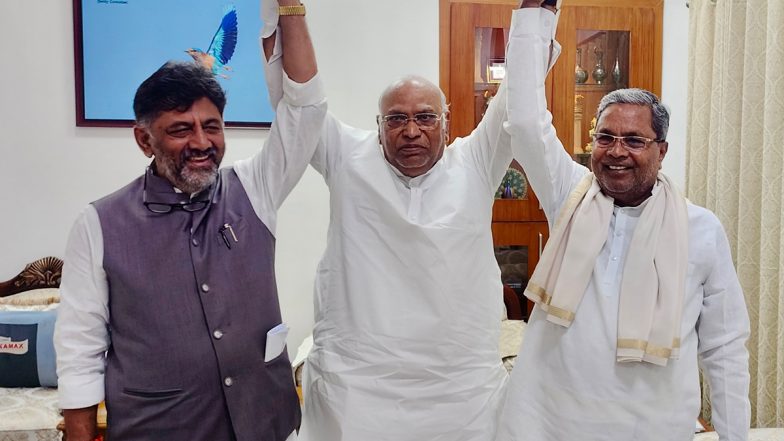 Karnataka Government Formation 2023: Mallikarjun Kharge Tweets Picture With Siddaramaiah, DK Shivakumar After Deliberations on New Karnataka CM