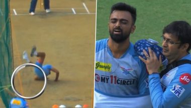 Injury Concern to Team India! Jaydev Unadkat Injures Shoulder During LSG Training Session Ahead of WTC 2023 Final (Watch Video)