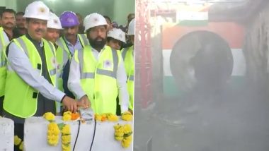 Mumbai Coastal Road Project Video: Eknath Shinde, Devendra Fadnavis Attend Breakthrough Event of Second Underground Tunnel of Coastal Road at Priyadarshini Park