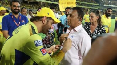 MS Dhoni Signs Sunil Gavaskar's Shirt While Performing 'Lap of Honour' With Chennai Super Kings Stars to Thank Chepauk Crowd After CSK vs KKR IPL 2023 Match (Watch Video)