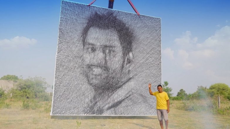 MS Dhoni Thread Art! Fans Come Up With Unique Artwork for CSK Captain, Video Goes Viral