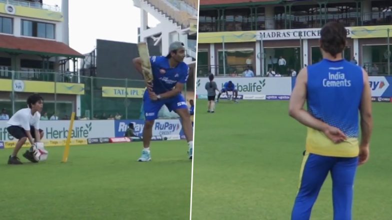 MS Dhoni Watches On As His Daughter Ziva Plays Football During CSK's IPL 2023 Training Session (Watch Video)