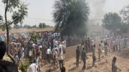 IAF MiG-21 Aircraft Crash: Three Civilians Killed After Wreckage of Indian Air Force Plane Falls on House in Rajasthan's Hanumangarh, Pilot Ejects Safely (Watch Videos)