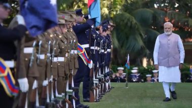 PM Modi Ceremonial Guard of Honour Video: Indian Prime Minister Accorded Ceremonial Guard of Honour at Admiralty House in Sydney